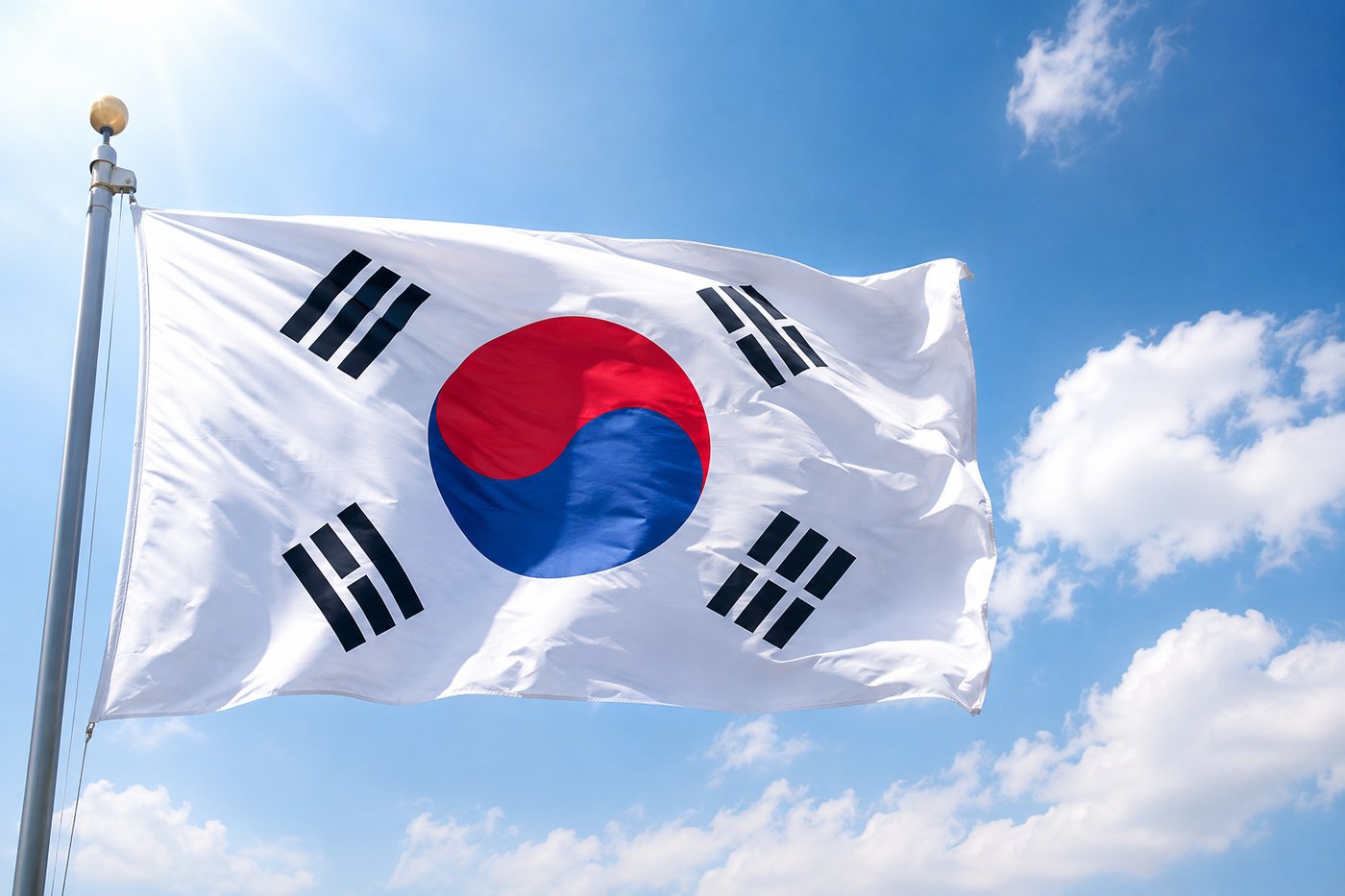 바람에 나부끼는 태극기